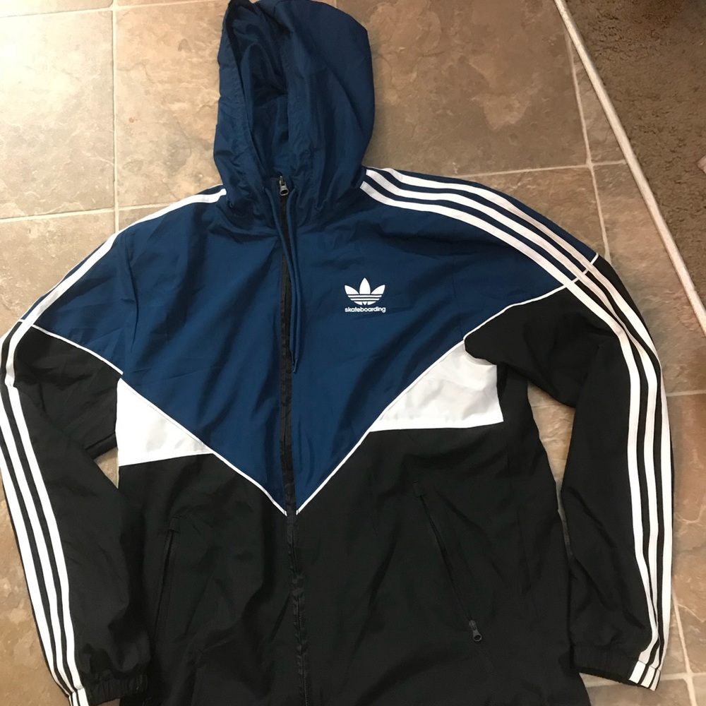 Adidas trefoil windbreaker retro full stripes mens
